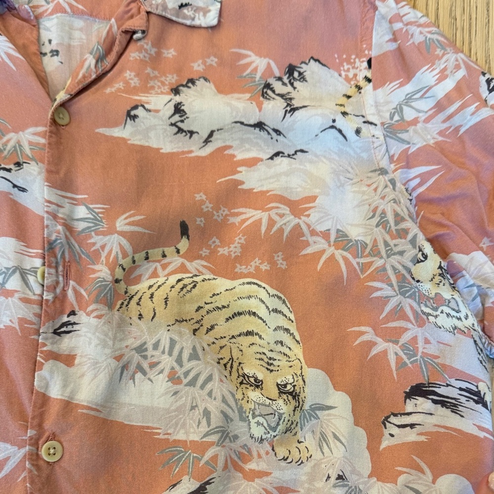 All Saints Pink Tiger Motif Camp Shirt - Picture 3 of 6